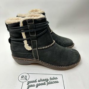 UGG Womens Sz 7 Winter Cove Ankle Boots Booties Black Leather